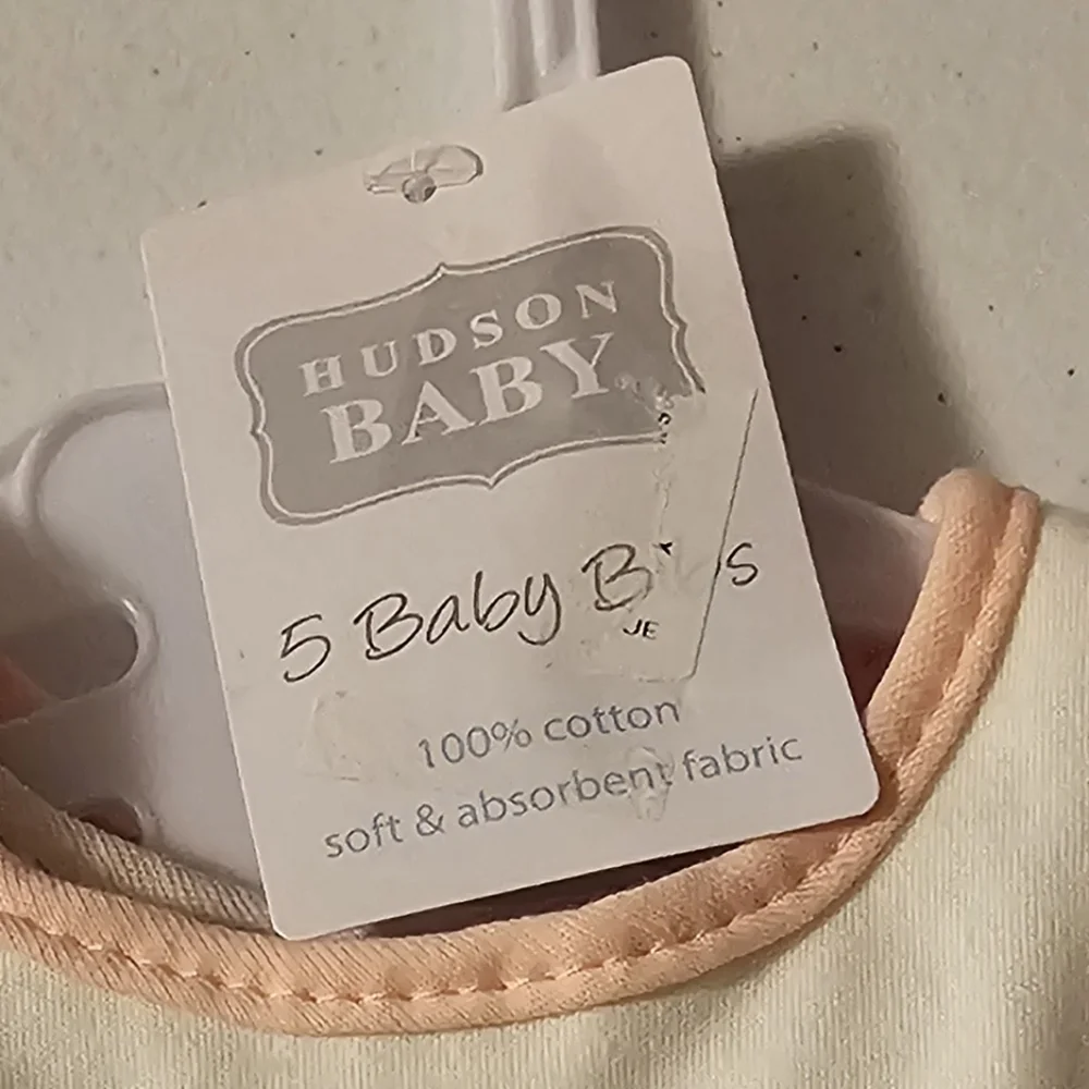 Hudson Baby Cream and Red Bib Set
